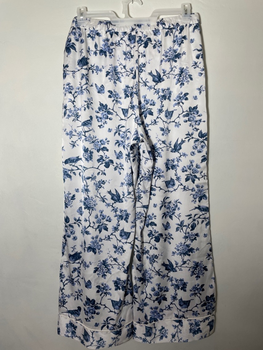 Abercrombie & Fitch Bird & Flower Print Satin Pajama Bottoms L - Picture 8 of 11